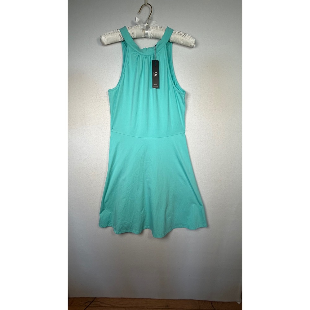OUGES Halter Dress Womens Med/LG Teal New Halter Neck Sleeveless Fit & Flare